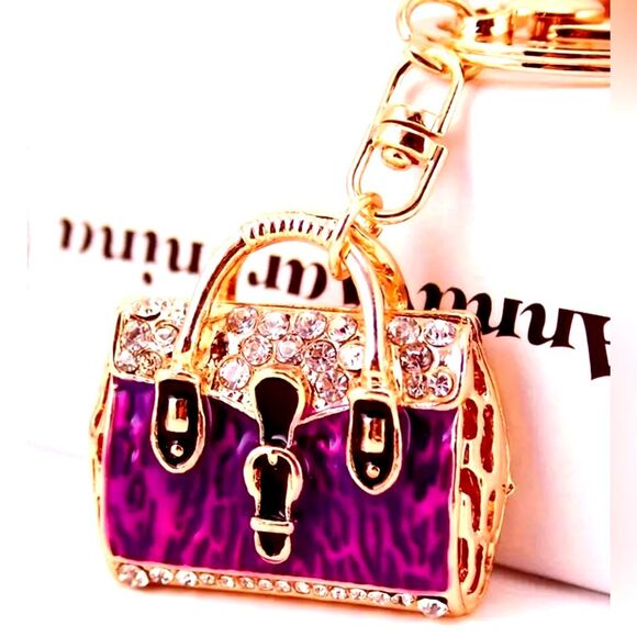 BAG CHARM Purple Bag With Rhinestones - Picture 1 of 4